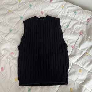 American Apparel Black Ribbed Knit Vest Top